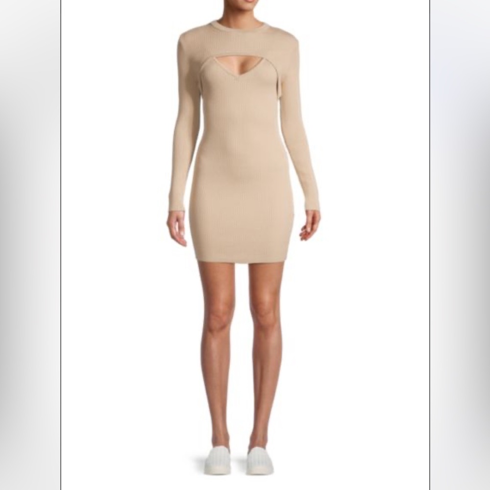 Monrow Ribbed Layered Mini Bodycon Dress